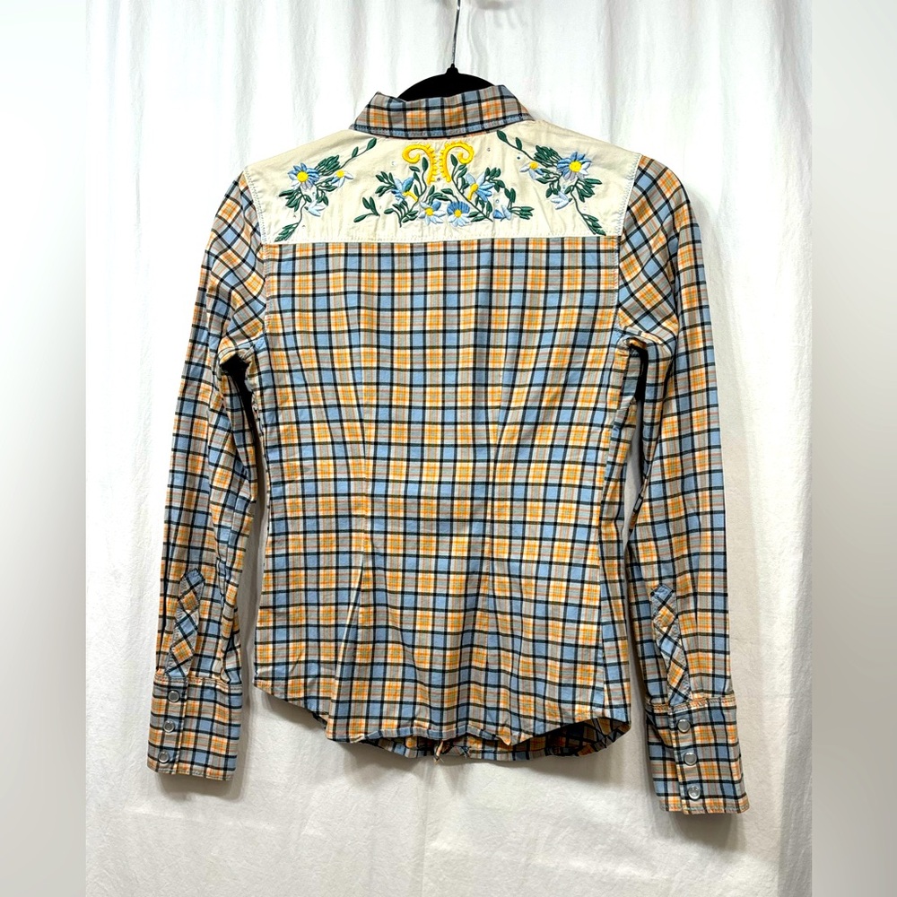 Paul & Joe Target Womens Small Pearl Button Plaid Embroidered Western - Picture 13 of 16